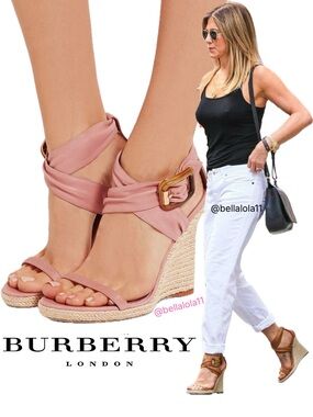 AUTHENTIC BURBERRY PINK WEDGE SANDALS